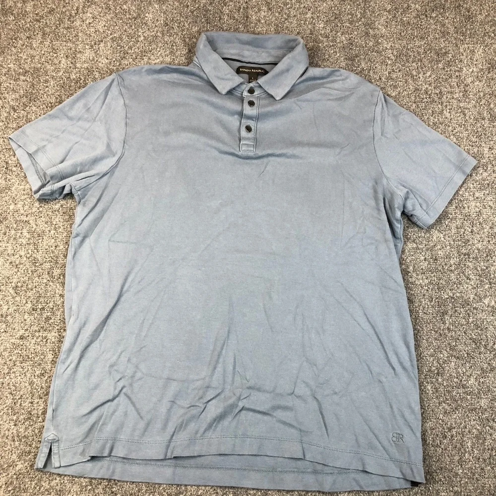 Banana Republic Mens Light Blue Short‎ Sleeve Polo Shirt Size Large
